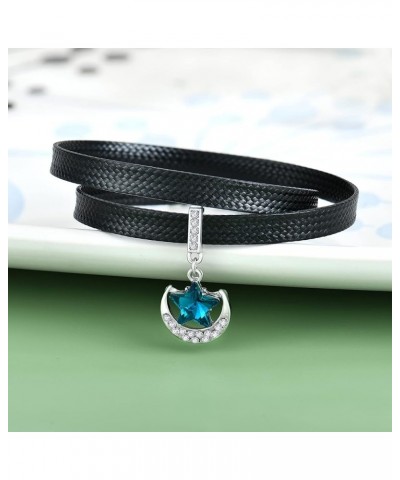 Black Leather Choker Necklace for Women Girls Teen Star moon $9.68 Necklaces