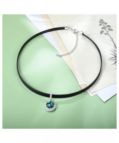 Black Leather Choker Necklace for Women Girls Teen Star moon $9.68 Necklaces