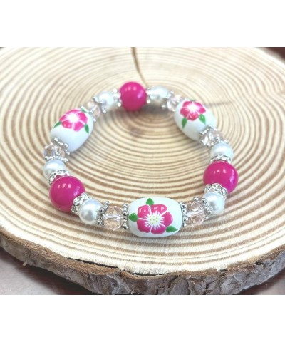 Flower Bracelet Beaded, State Flower Bracelet Souvenir Jewelry Gift For Woman, Garden Botanical Bracelet Prairie Rose Iowa Fl...