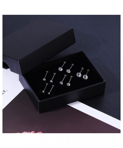 20G 18G 16G Threadless Push in Nose Rings Studs Surgical Steel Nose Stud 1.5mm 2mm 2.5mm 3mm 4mm Cubic Zircon Nose Piercing J...