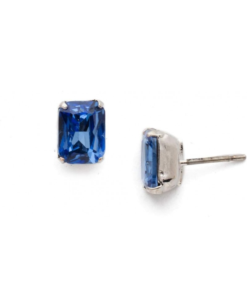 Essentials Mini Emerald Cut Stud Earrings Sapphire Rhodium $21.41 Earrings