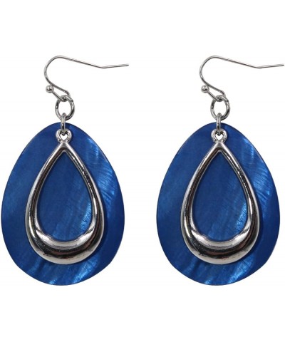 Natural Shell Tear Drop Earrings Trendy Fashion Dangling Earring for Women Royal Blue $9.89 Earrings