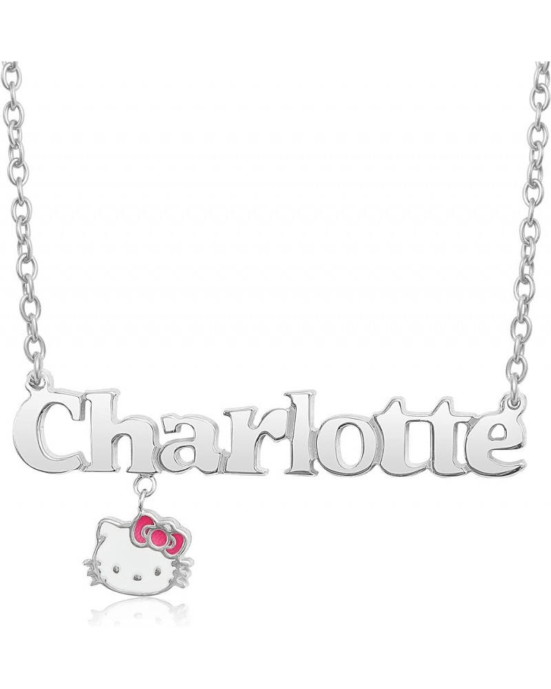 Sanrio Sterling Silver Personalized Name Necklace 18" - 1Flash Plate or Silver Plate Custom Necklace Official License Face Si...