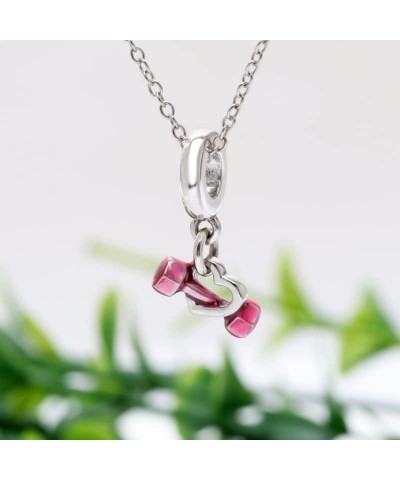 Charm 925 Sterling Silver Pendant,Girl Jewelry Beads Gifts for Women Bracelet&Necklace Dumbbell & Heart Dangle $10.29 Bracelets