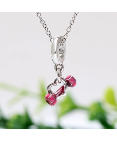 Charm 925 Sterling Silver Pendant,Girl Jewelry Beads Gifts for Women Bracelet&Necklace Dumbbell & Heart Dangle $10.29 Bracelets