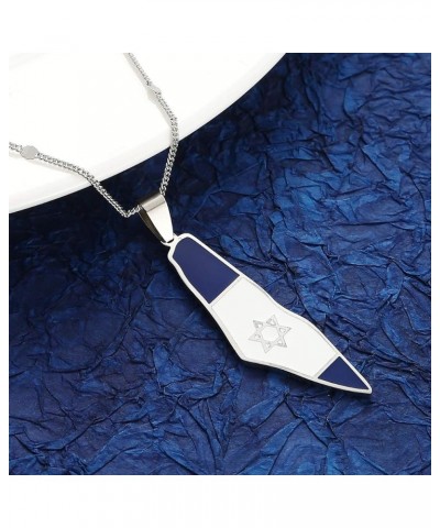 Stainless Steel Israel Map Pendant Necklace Trendy Enamel Israel Map Charm Jewelry Silver $7.43 Necklaces