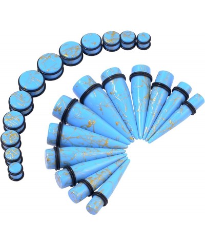 24pcs Big Gauge Taper Kit Ear Stretching 00G-20mm Large Acrylic Tunnel Plug Set Golden Lines, Light Blue $11.76 Body Jewelry