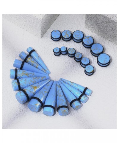 24pcs Big Gauge Taper Kit Ear Stretching 00G-20mm Large Acrylic Tunnel Plug Set Golden Lines, Light Blue $11.76 Body Jewelry