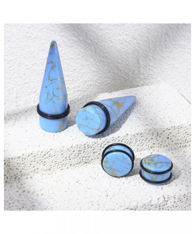 24pcs Big Gauge Taper Kit Ear Stretching 00G-20mm Large Acrylic Tunnel Plug Set Golden Lines, Light Blue $11.76 Body Jewelry