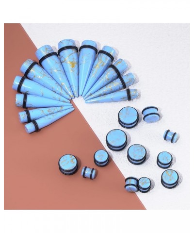 24pcs Big Gauge Taper Kit Ear Stretching 00G-20mm Large Acrylic Tunnel Plug Set Golden Lines, Light Blue $11.76 Body Jewelry