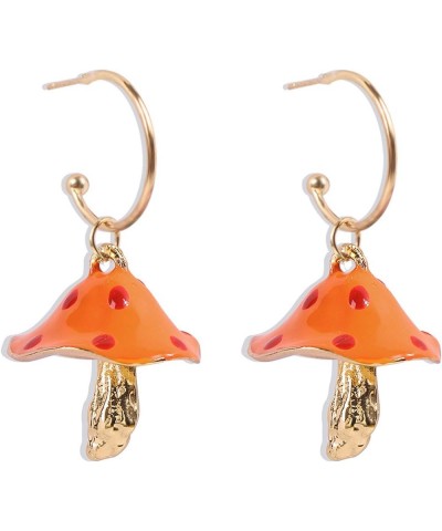 Mushroom Earrings for Women Trendy Statement Trendy Earings for Girls Fun Preppy Cute Earrings for Teen Girls Gifts Orange Mu...