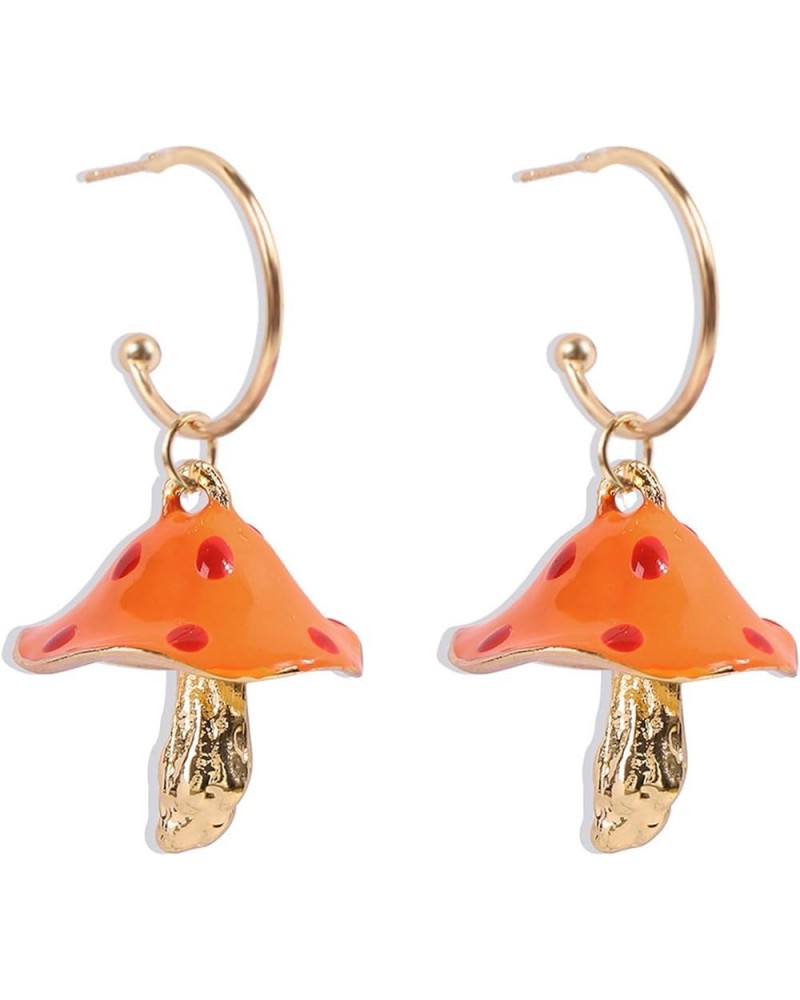 Mushroom Earrings for Women Trendy Statement Trendy Earings for Girls Fun Preppy Cute Earrings for Teen Girls Gifts Orange Mu...