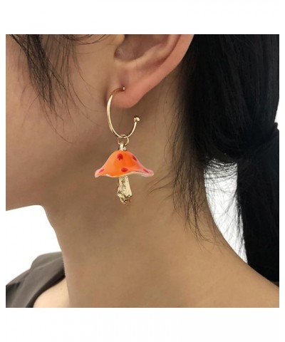 Mushroom Earrings for Women Trendy Statement Trendy Earings for Girls Fun Preppy Cute Earrings for Teen Girls Gifts Orange Mu...