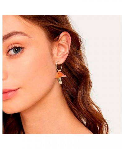 Mushroom Earrings for Women Trendy Statement Trendy Earings for Girls Fun Preppy Cute Earrings for Teen Girls Gifts Orange Mu...