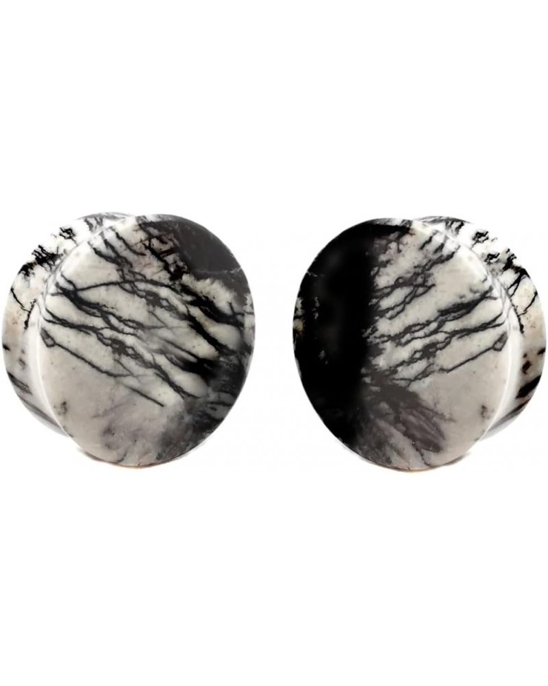 soscene Ear gauges Net jasper organic stone plugs 12MM $7.53 Others