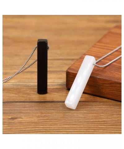 Yin Yang Bar Stone Pendant Necklaces for Couples Obsidian & White-Jade $16.83 Necklaces