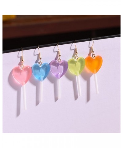 Sweet lollipop Heart Transparent Candy Acrylic Earrings for Women Teens Girls 3D Delicious Cute Colorful Multiflavor Simulate...