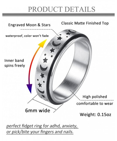 Spinner Rings for Anxiety Moon Star Fidget Ring Stress Relief Anxiety Ring for Women Teen Girls Engagement Wedding Promise We...