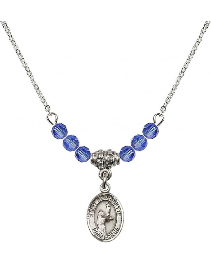 September Birth Month Bead Necklace with Catholic Patron Saint Petite Charm, 18 Inch Saint Bernadette $27.25 Necklaces