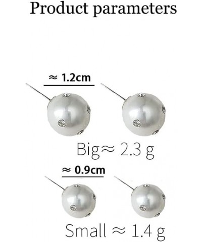 Fashion Button Pearl Stud Earrings for Women Teen Girls White Faux Round Pearl Earrings studs set with Cubic Zircon Ball Stud...