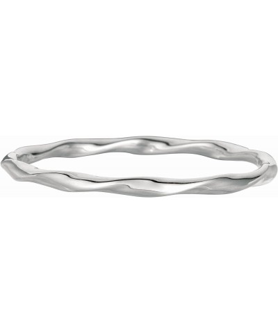 Silver with Rhodium Finish Shiny Wavy Slip On Bangle $42.75 Bracelets