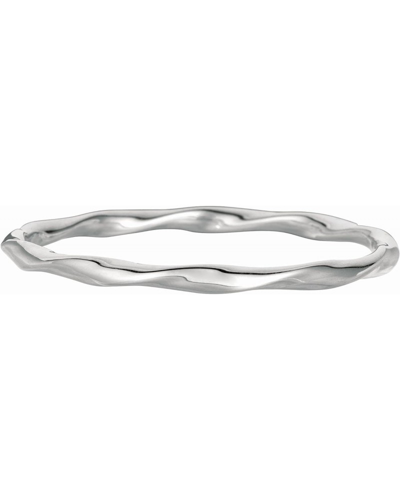 Silver with Rhodium Finish Shiny Wavy Slip On Bangle $42.75 Bracelets