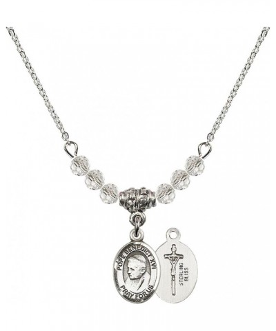 April Birth Month Bead Necklace with Catholic Patron Saint Petite Charm, 18 Inch Pope Emeritace Benedict XVI $32.44 Necklaces