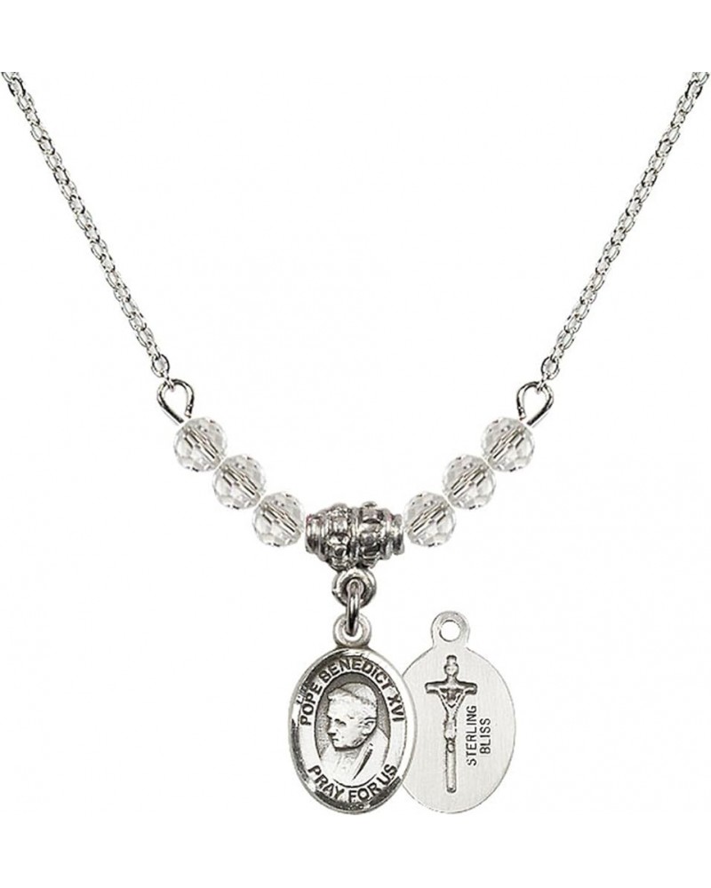 April Birth Month Bead Necklace with Catholic Patron Saint Petite Charm, 18 Inch Pope Emeritace Benedict XVI $32.44 Necklaces