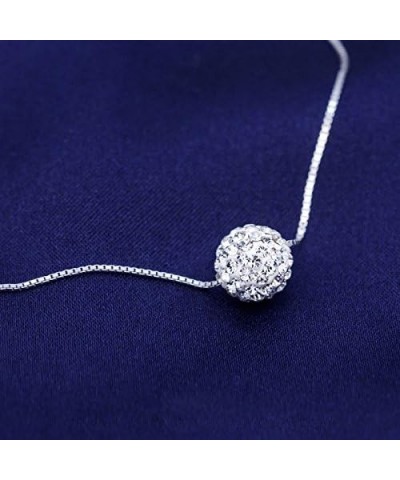 CIShop S925 Sterling Silver Chain Full Diamond Crystal Ball Sparkle Colla Pendant Necklace for Women $10.92 Necklaces