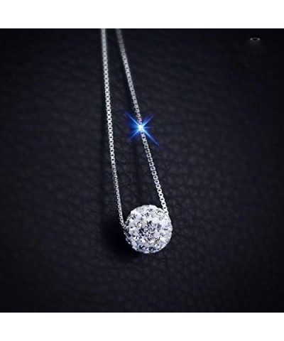 CIShop S925 Sterling Silver Chain Full Diamond Crystal Ball Sparkle Colla Pendant Necklace for Women $10.92 Necklaces