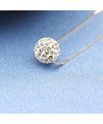 CIShop S925 Sterling Silver Chain Full Diamond Crystal Ball Sparkle Colla Pendant Necklace for Women $10.92 Necklaces