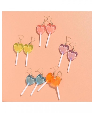 Sweet lollipop Heart Transparent Candy Acrylic Earrings for Women Teens Girls 3D Delicious Cute Colorful Multiflavor Simulate...