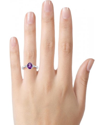 Solid 10k White or Yellow Gold 8x6mm Oval Center Stone and White Topaz Ring Amethyst $128.24 Rings