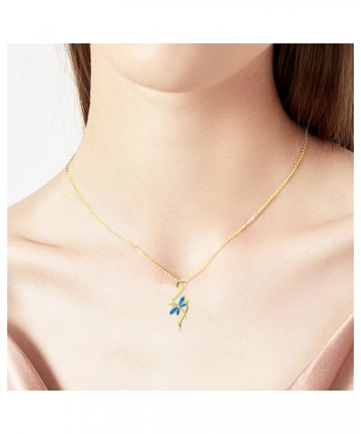 Solid 14k Gold Dragonfly Necklace for Women, 14kt Real Gold Infinity Opal Dragonfly Pendant Necklaces Dainty Jewelry Gifts fo...