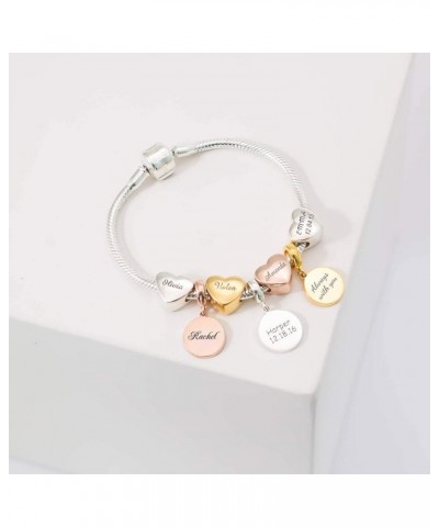 Personalized Engraved Name Heart Charm 925 Sterling Silver/10K/14K/18K Solid Gold Fit Snake Bracelet Necklace Customized Hand...