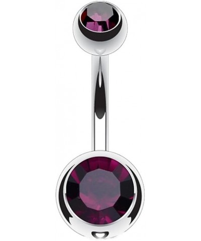 14g Double Gem Ball Belly Button Ring Grade 23 Solid Titanium L: 12mm S: 5 & 8mm Purple $10.19 Body Jewelry