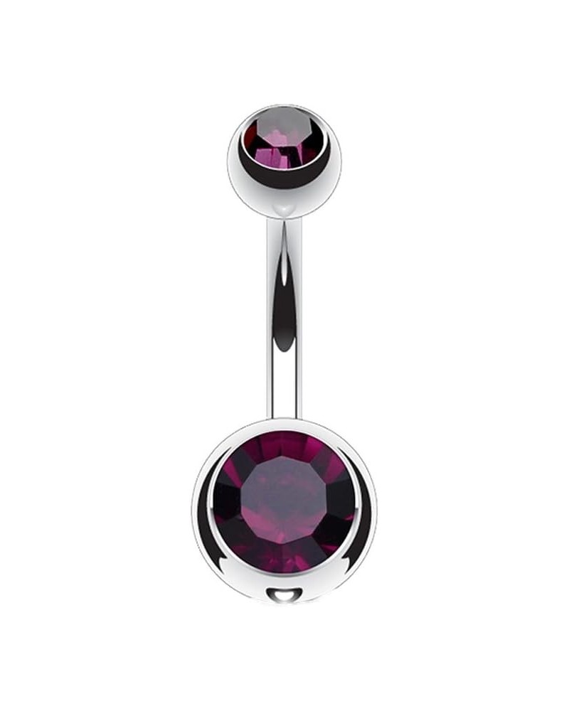 14g Double Gem Ball Belly Button Ring Grade 23 Solid Titanium L: 12mm S: 5 & 8mm Purple $10.19 Body Jewelry