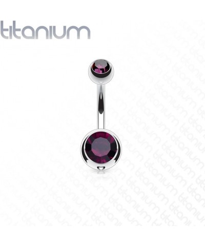 14g Double Gem Ball Belly Button Ring Grade 23 Solid Titanium L: 12mm S: 5 & 8mm Purple $10.19 Body Jewelry