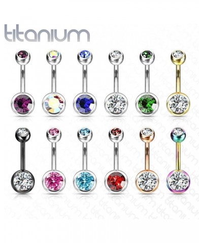 14g Double Gem Ball Belly Button Ring Grade 23 Solid Titanium L: 12mm S: 5 & 8mm Purple $10.19 Body Jewelry