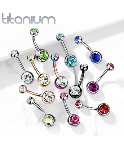 14g Double Gem Ball Belly Button Ring Grade 23 Solid Titanium L: 12mm S: 5 & 8mm Purple $10.19 Body Jewelry