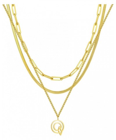 14K Gold Necklace For Women Trendy, Initial Layered Necklaces For Women Dainty Snake Chain Jewlery Gift Q $8.69 Necklaces