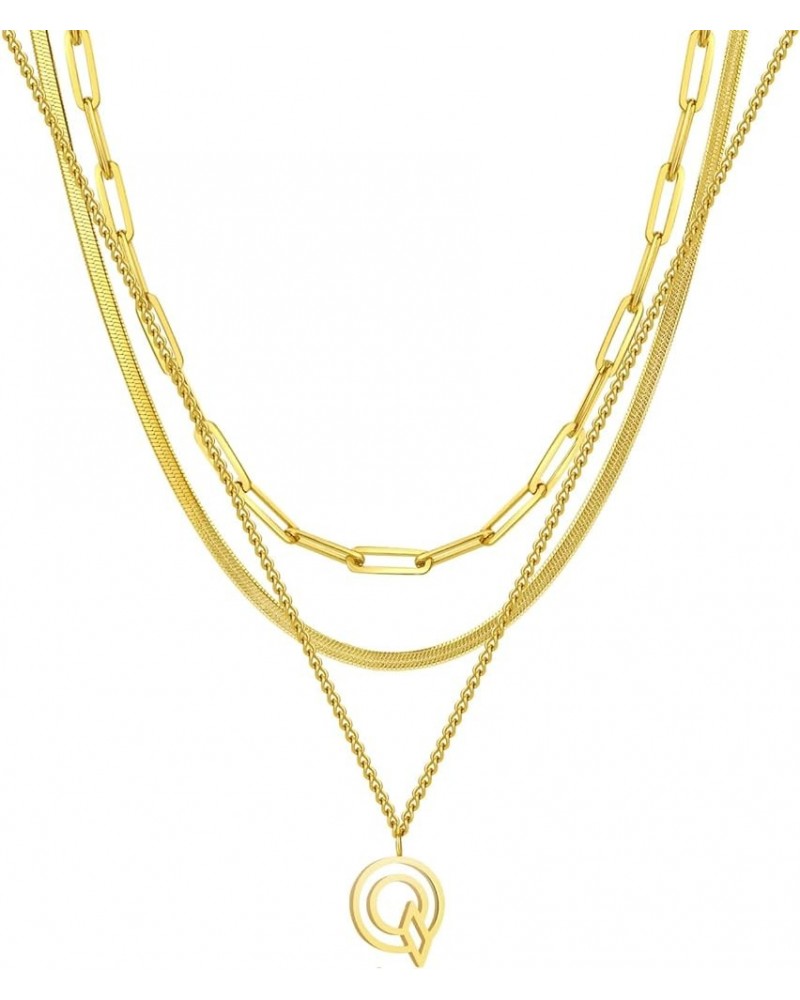 14K Gold Necklace For Women Trendy, Initial Layered Necklaces For Women Dainty Snake Chain Jewlery Gift Q $8.69 Necklaces