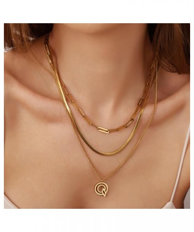 14K Gold Necklace For Women Trendy, Initial Layered Necklaces For Women Dainty Snake Chain Jewlery Gift Q $8.69 Necklaces