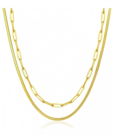 14K Gold Necklace For Women Trendy, Initial Layered Necklaces For Women Dainty Snake Chain Jewlery Gift Q $8.69 Necklaces