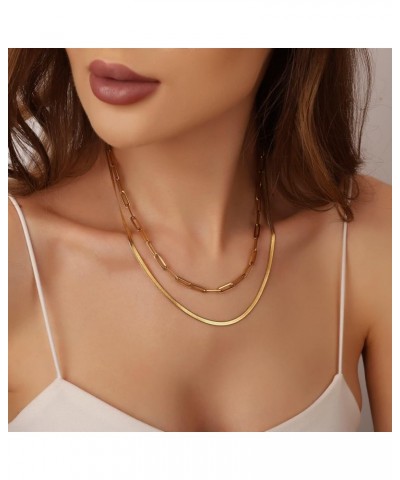 14K Gold Necklace For Women Trendy, Initial Layered Necklaces For Women Dainty Snake Chain Jewlery Gift Q $8.69 Necklaces