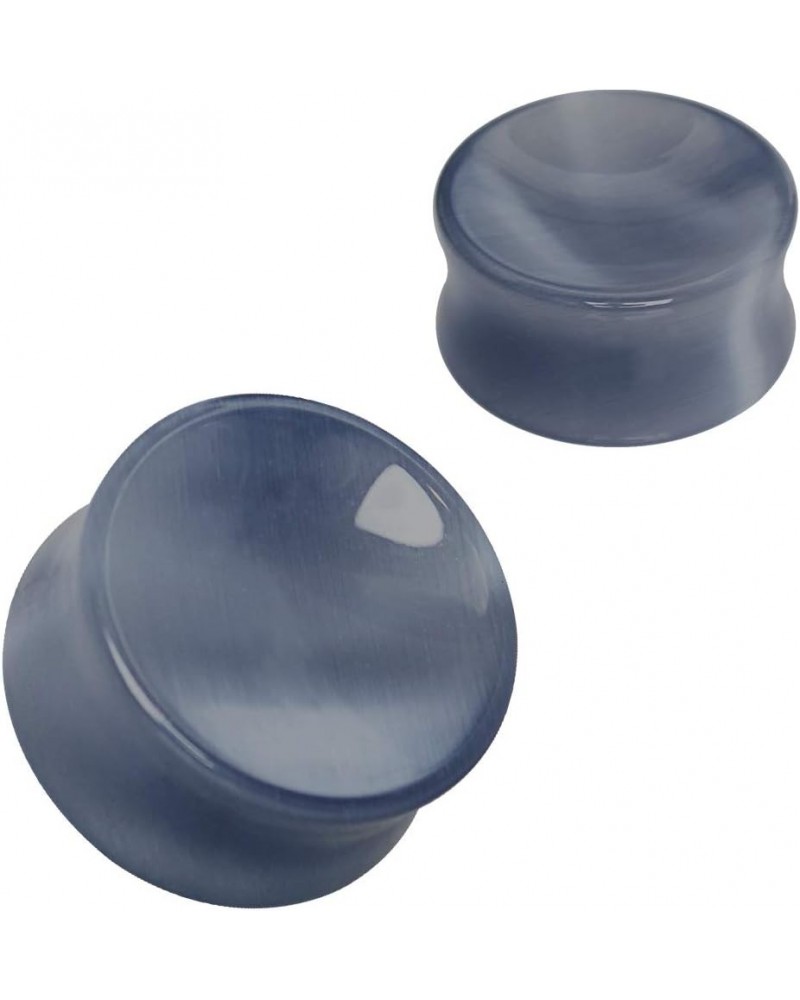 Pair of Natural Dark Grey Cat's Eye Concave Stone Saddle Plug //Choose Size// 5/8 INCH (16mm) $7.70 Body Jewelry