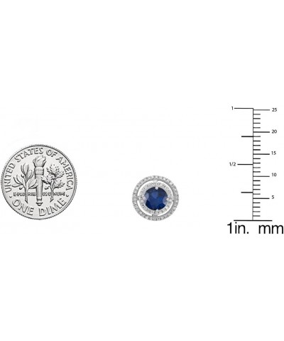 14K Each 5 MM Round Lab Created Gemstone & White Diamond Ladies Halo Stud Earrings, White Gold created-blue-sapphire $122.69 ...