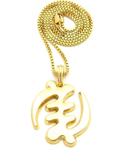 Gye Nyame African Pendant Necklace GOLD COLOR 24 INCH BOX CHAIN $11.19 Necklaces