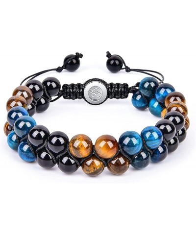 Triple Protection Bracelet 8mm 10mm Women Men Natural Stone Bracelet Natural Tiger Eye Obsidian Hematite Bead Bracelet Black ...