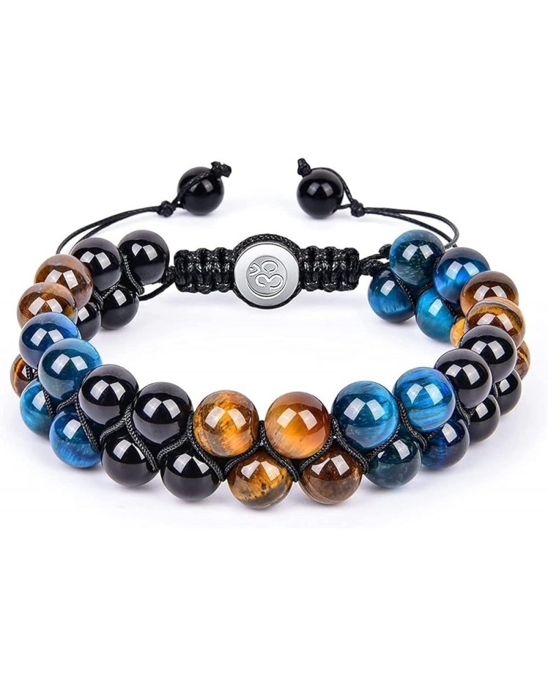 Triple Protection Bracelet 8mm 10mm Women Men Natural Stone Bracelet Natural Tiger Eye Obsidian Hematite Bead Bracelet Black ...